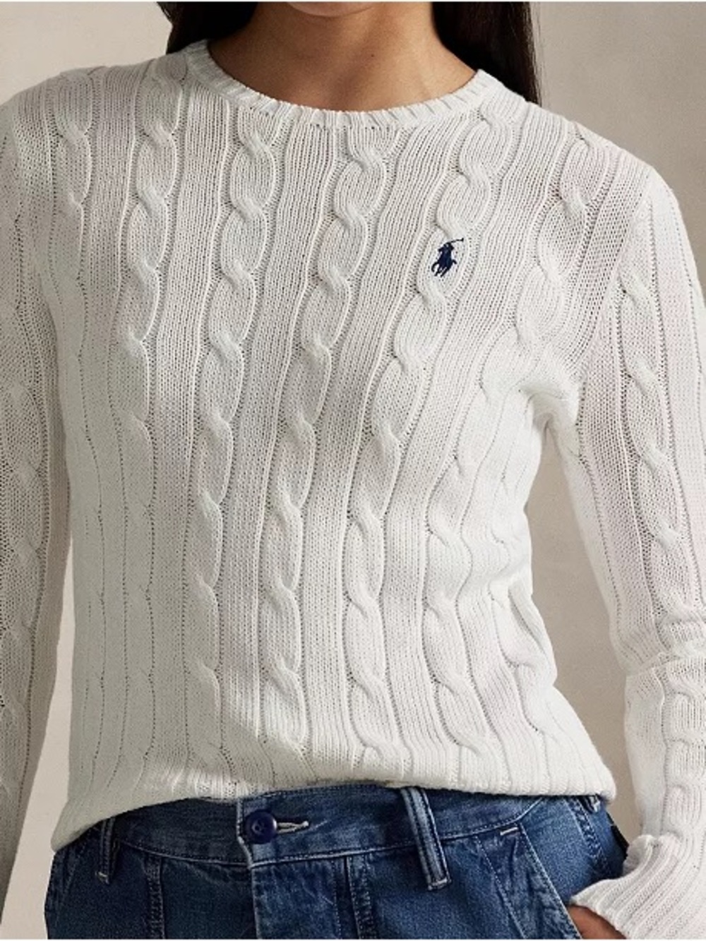 Polo Ralph Lauren Cable-Knit Cotton Sweater White Size M
